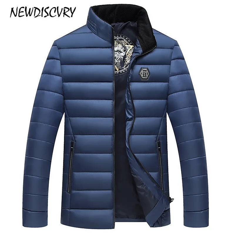 

NEWDISCVRY Mens Stand Collar Coats 2018 Thicken Warm Cotton-padded Man Winter Jacket Parka Casual Men Outwear Masculina Clothes