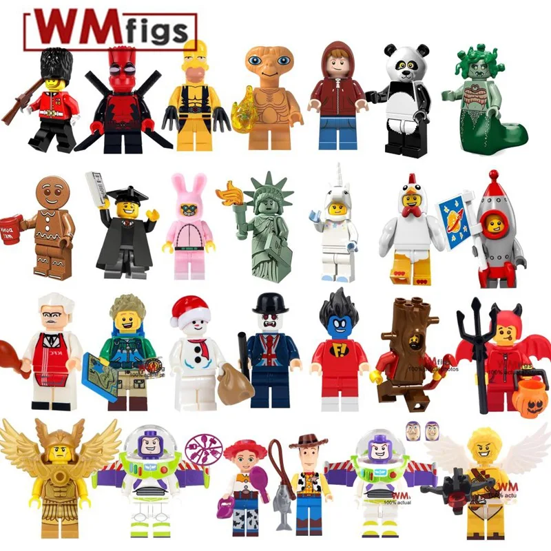 

Single Diy Pumping legoingly Figure Cartoon Characters Toy Story Unicorn Simpsons E.T. Building Blocks Kids Educational Toy Gift