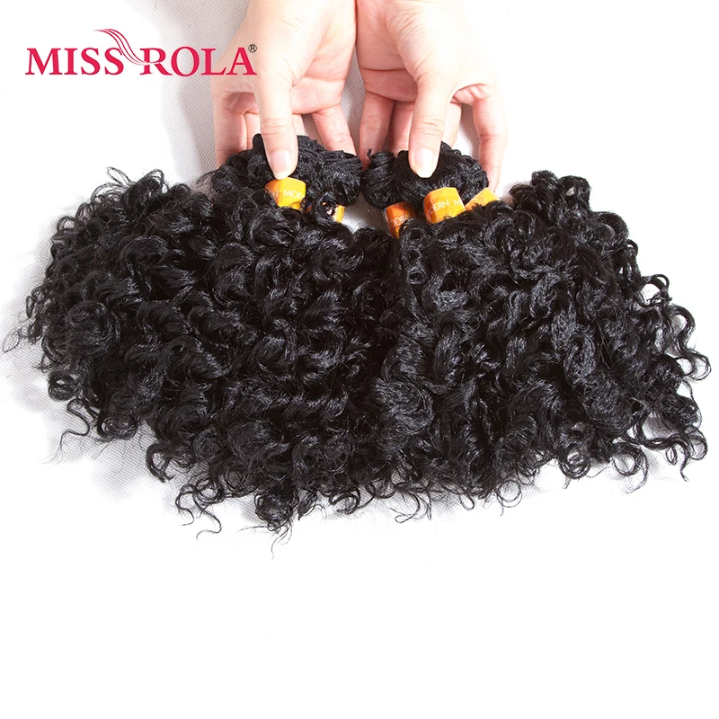 Synthetic Hair Extensions Miss Rola Short Curly Synthetic Hair Extensions 6pcs/Pack Kanekalon Fiber Weave 6 inch Hair Weaving