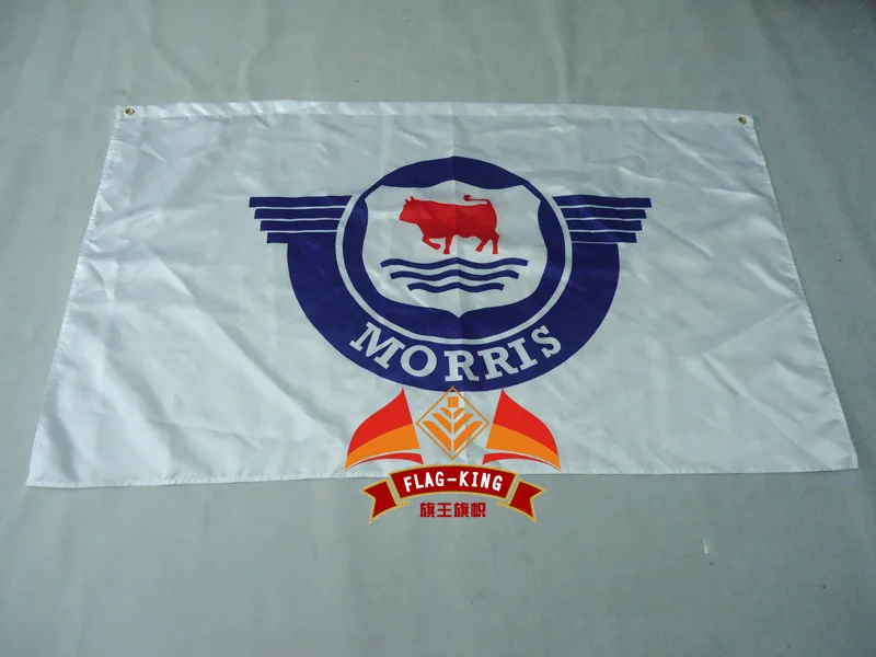 

morris car motor racing white flag,90*150CM polyester morris banner