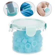 100Pcs  U Shape Bule Silicone Disposable Plastic Tattoo Ink Cups Permanent Makeup Pigment Container Ring Ink Cup Tattoo Supplies