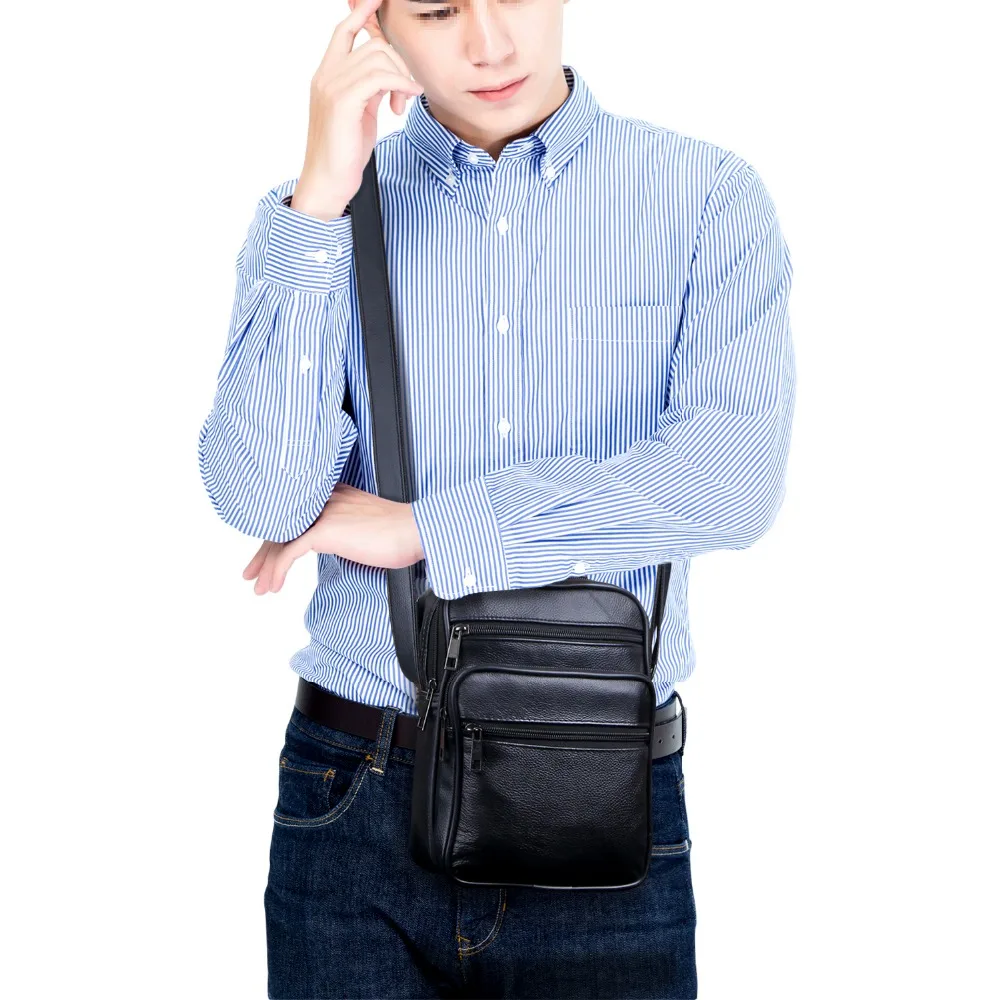 Mens Leather Small Messenger Bag Satchels Multifunctional Crossbody Shoulder Bag for Travel Casual Male Zipper Pouch Phone Bag Mens Leather Small Messenger Bag Satchels Multifunctional Crossbody Shoulder Bag for Travel Casual Male Zipper Pouch Phone Bag