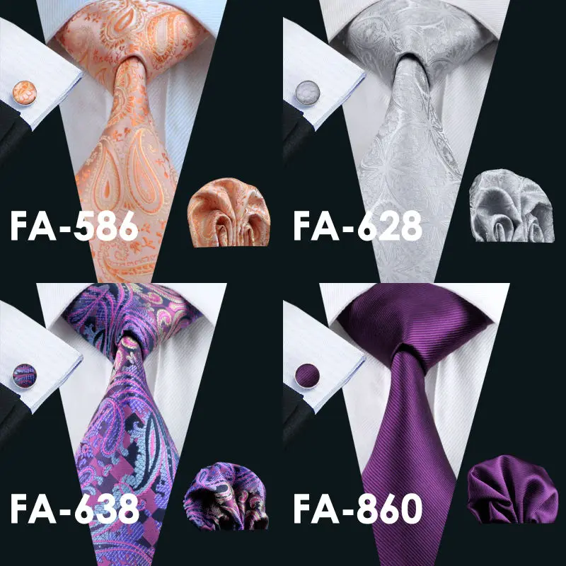 FA-628 мужской галстук серый цветочный Шелковый жаккардовый галстук Hanky набор запонок деловые свадебные галстуки для мужчин