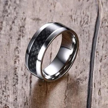 Мужские кольца, нержавеющая сталь, инкрустация, черное углеродное волокно, кольца для мужчин и женщин, модные обручальные ювелирные изделия, anel masculino