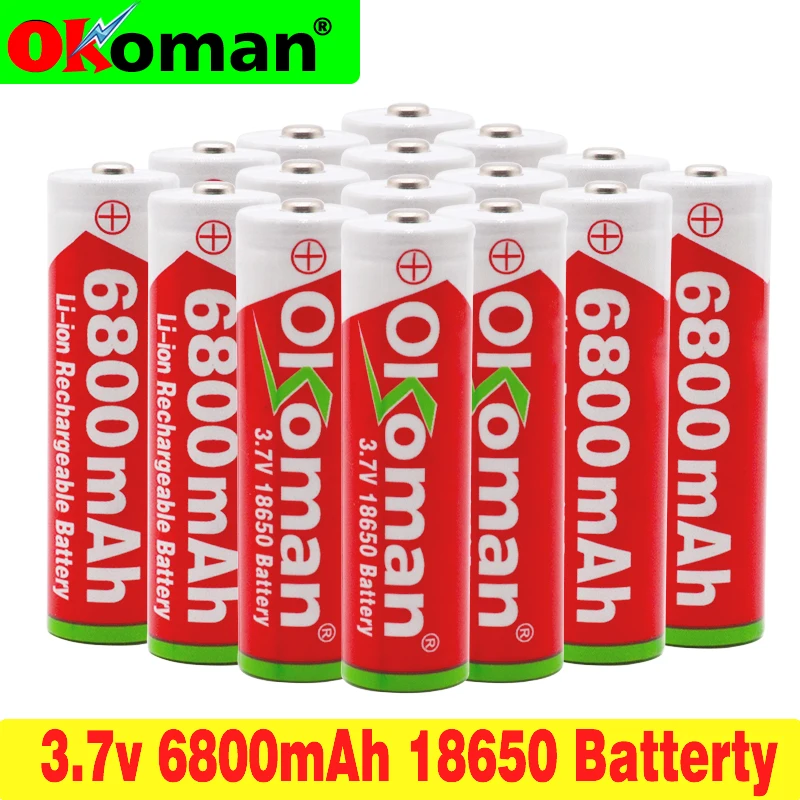 Okoman 3,7 V 18650 батарея 6800mah литий-ионная аккумуляторная батарея для Светодиодный фонарь-фонарик или электронные гаджеты