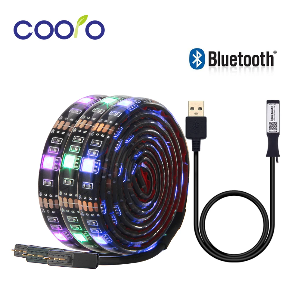 5 В USB Светодиодные ленты 5050 RGB ТВ фонового освещения 30 светодиодный s/m с Bluetooth Управление Лер приложение Управление 50 см/1 м/2 м комплект