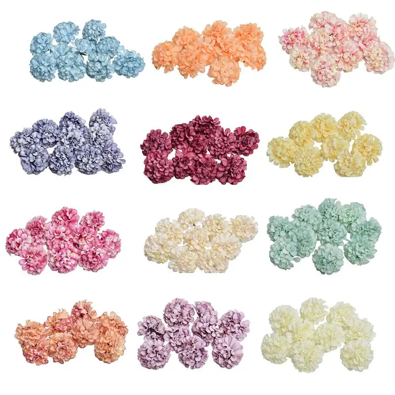 

10Pcs/Set 4.5cm Real-Touch Artificial Flower Hydrangea Heads DIY Craft Wreath Gift Bouquets Scrapbooking Wedding Home Decoration