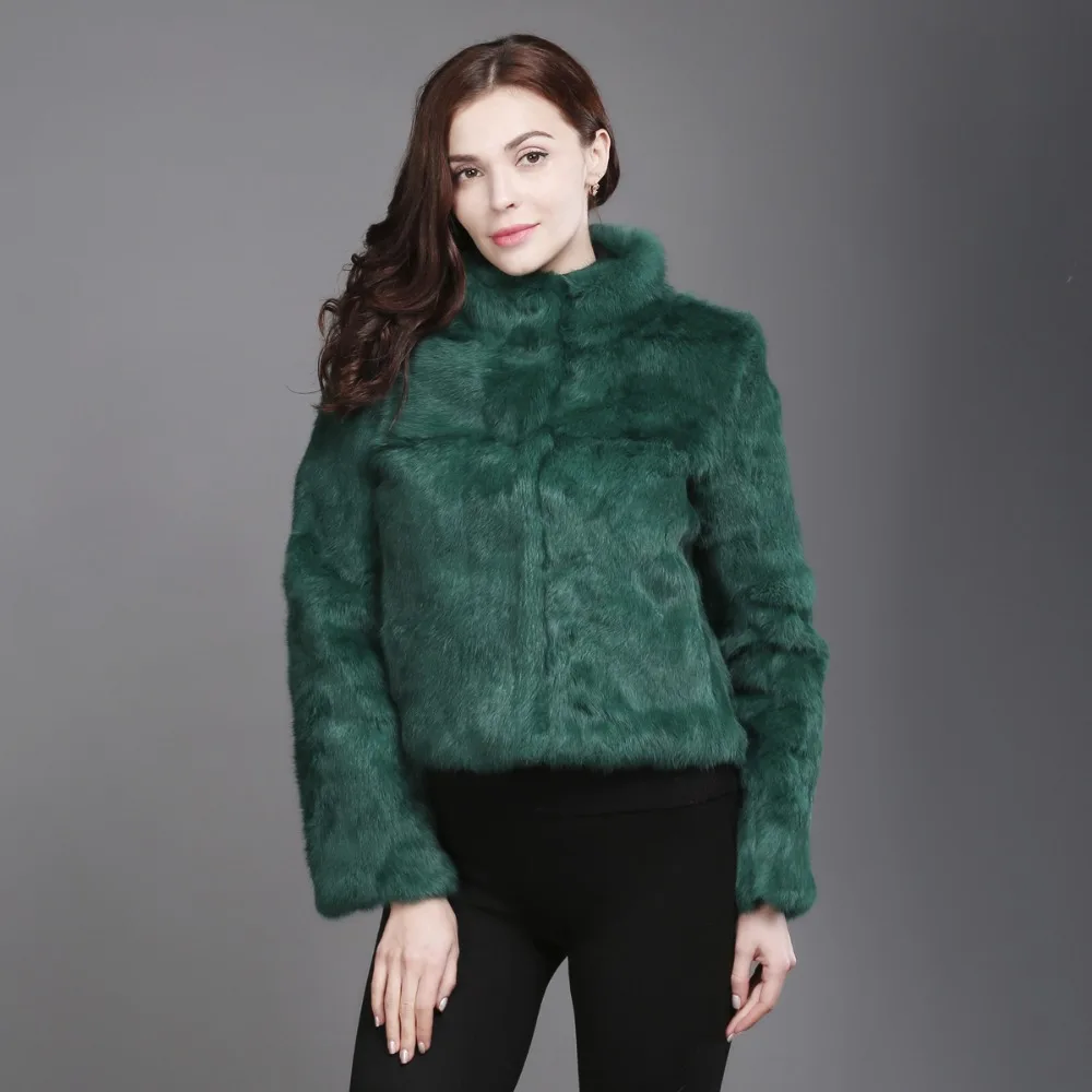 Новинка, шуба из натурального кроличьего меха, Женская куртка из натурального кроличьего меха, зимнее меховое пальто, индивидуальный большой размер, воротник-стойка