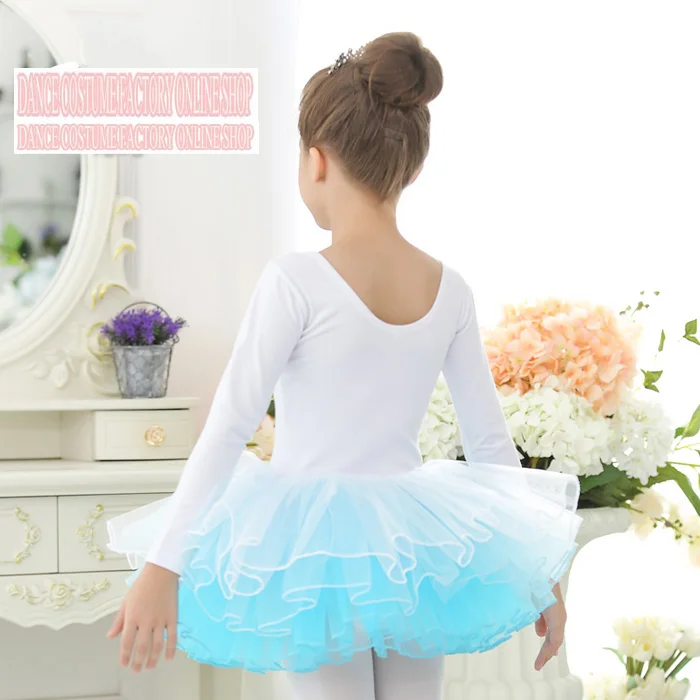 Высокое качество! Балетный танцевальный костюм для девочек с длинными рукавами; детское балетное платье-пачка с лебединым озером для выступлений; детское балетное танцевальное платье - Цвет: BABY BULE