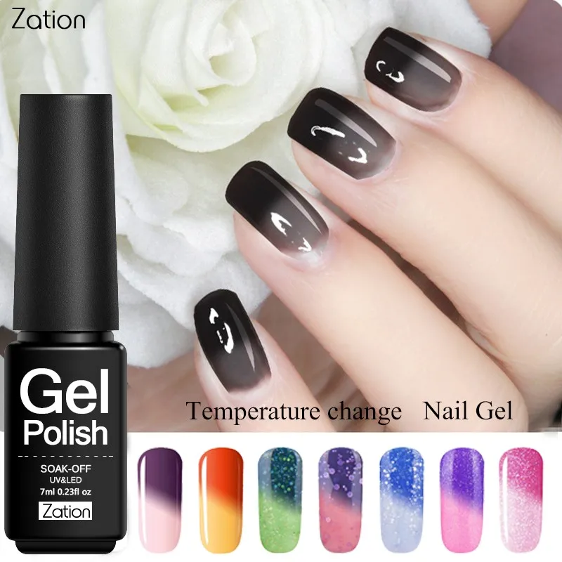 Zation Top Coat Gel Varnish Lacquer Temperature Colors Changing Nails Polish Charms DIY Decoration Professional | Красота и здоровье