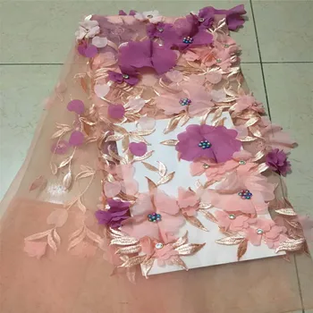 

Aisling High-grade 3D Flower Colorful Lace Fabric Fashion Applique Wedding Cress Clothing DIY Handmade Fabrics HJ508-1