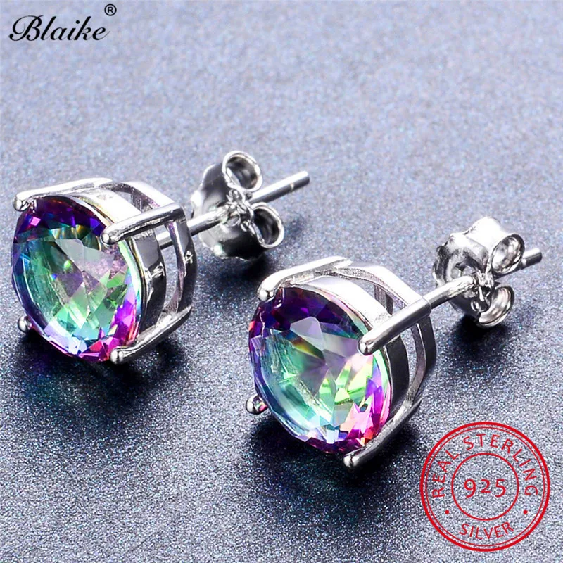 Женские круглые серьги гвоздики Blaike из 100% настоящего серебра 925 пробы с