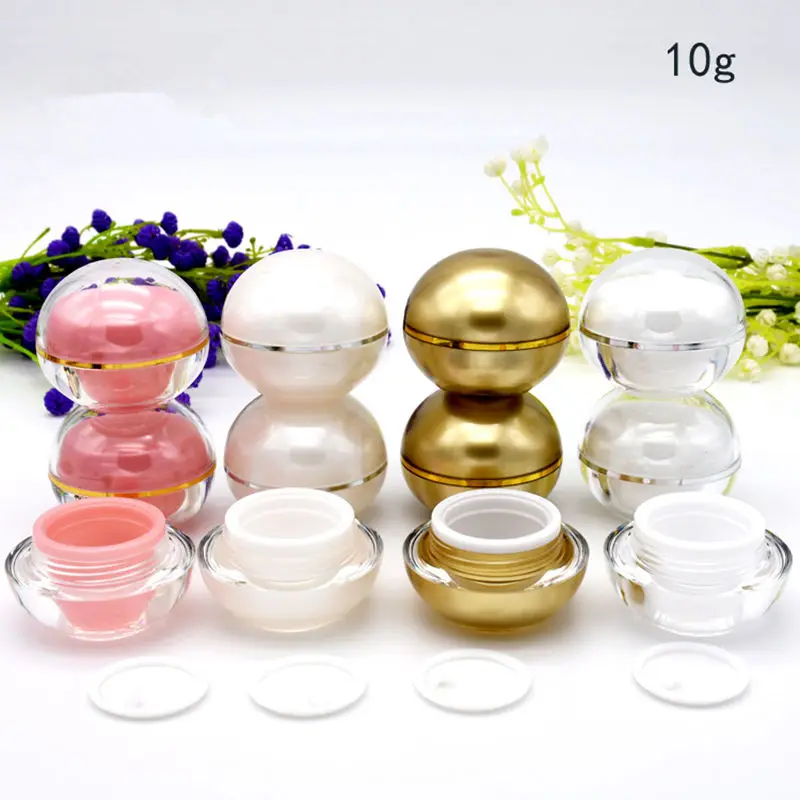 

10 x 10g Cream Jar Pot Gold Pink White Empty Mini Sample Container Lip Balm Lipstick Face Foot Mask Makeup Lotion Case Bottles