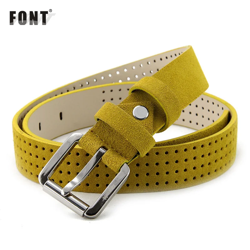 

Ms belt for women leather belt fine fashion han edition belt Joker decoration Ms contracted yellow belt