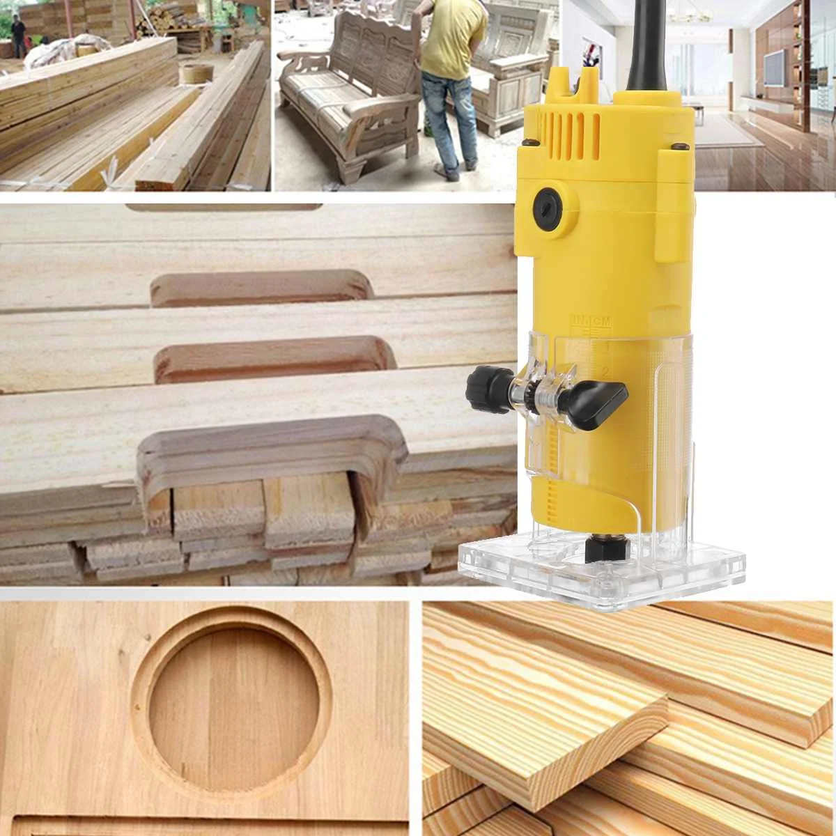 

30000rpm Electric Trimmer for Woodworking 6.35mm Wood Laminate Router Trimming Carving Milling Machine Carpentry Power Tools