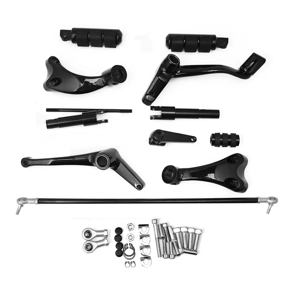 Motorcycle Black Forward Controls Complete Kit Pegs& Levers& Linkages