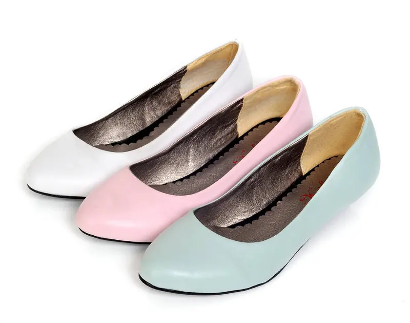 

Large size US 4-13 new style fashion basic shoes for women Wedges casual PU ladies pumps sweet  3 colors shoes THSJKL -21L