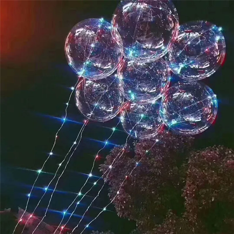

Colorful LED Luminous Transparent Balloon Large 3M string Round Bubble Decoration Party Wedding Balloons color romantic sale
