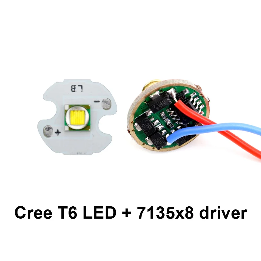 

16mm XM-L T6 LED Emitter + 17mm 7135*8 7135 x 8 chips Driver Circuit Board with Mode Memory for LED Flashlight torch