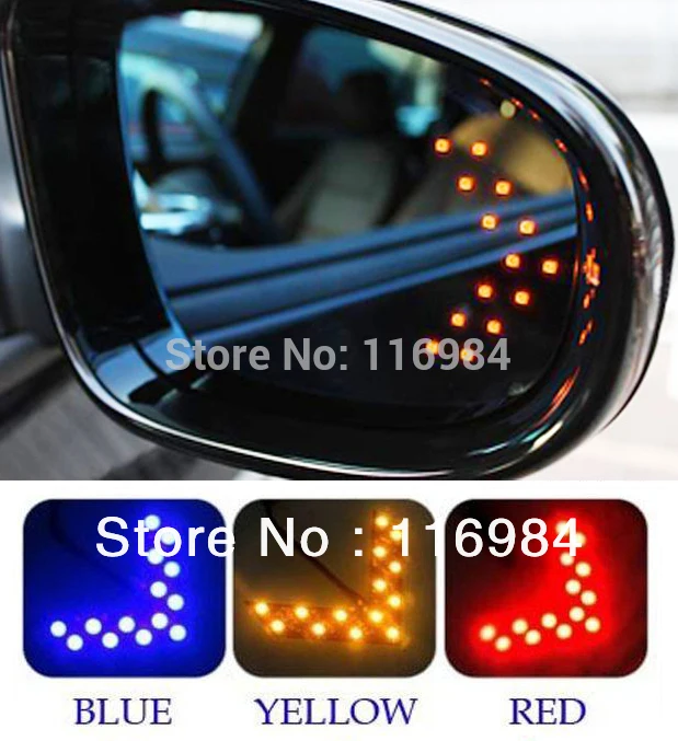2PCS x Car Hidden LED Arrow Lights 14 SMD 1210 Car Side Mirror Turn