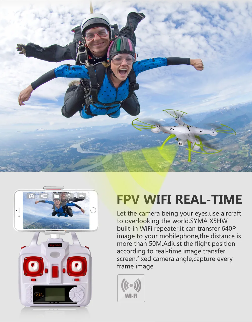 X5HW Camera Drone Quadrocopter Wifi FPV HD Real time 2 4G 4CH RC Helicopter Quadcopter RC
