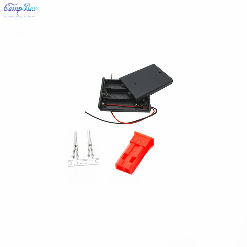 50Pcs 3xAA Battery Case Holder Socket Wire Junction Boxes With Wires Switch Cover JST 2 54