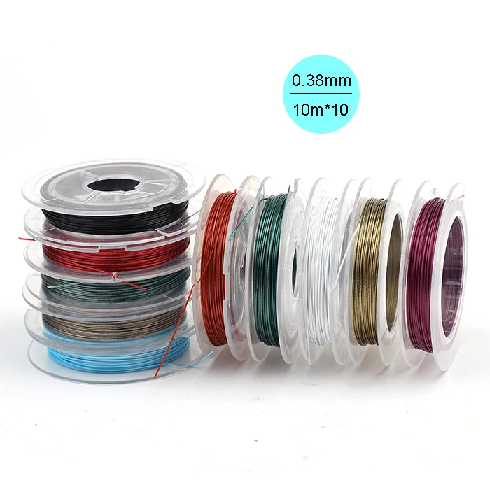 

Hot Diy 0.38mm 10pcs Colored Steel Wire Spool(10m*10)for Jewelry Supplies Soft Artistic Wire Findings Components High Quality