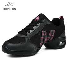 MoveFun/Новое поступление, спортивная обувь для танцев с низким верхом, женские дышащие мягкие танцевальные кроссовки, джазовая обувь с надписью, M-12