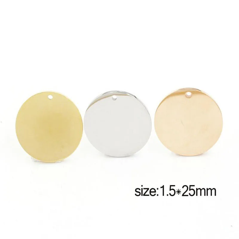 

10pcs/Lot 316L Stainless Steel Charms Mirror Polish 3 Colors Round Charms Pendants for Jewelry Findings DIY Accessories