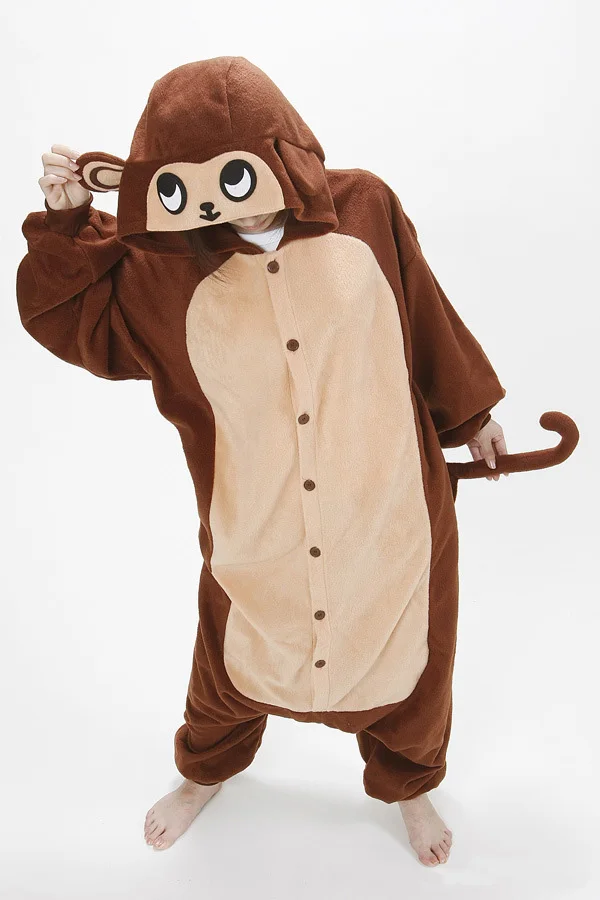 

Unisex Adult Cartoon Animal Brown Monkey Pajama Set Homewear Onesies Sleepwear Cosplay Pary Costumes