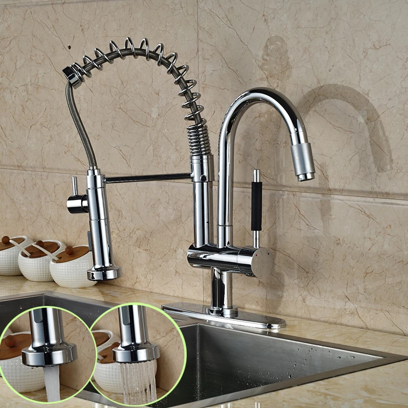 Luxury Hands Free Double Spout Kitchen Sink Faucet One ...