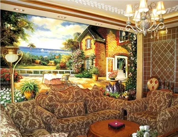 

Fashion European 3D Oil painting wall paper roll adesivo vinil parede background photo wallpaper damask brick wall floral vase