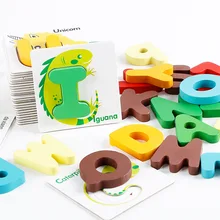 Fopcc дерево Алфавит животных Симпатичные 26 шт. деревянный мультфильм алфавит A-Z Монтессори идея образование интересная головоломка игрушка