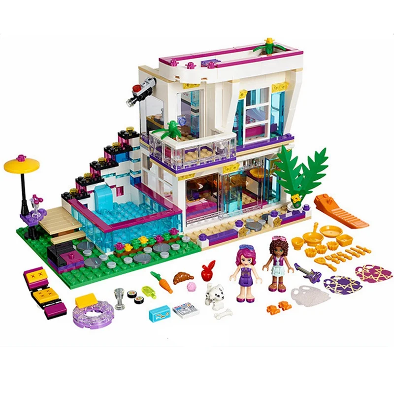 Дешево Совместимы с Lego 41135 Friends серия Livi s Pop Star House строительные блоки Эмма Andrea Мини куклы Фигурки игрушки лучший подарок