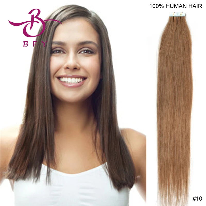 20" (50cm) Tape in PU Skin wefts 100 Real Human Hair Extensions 10
