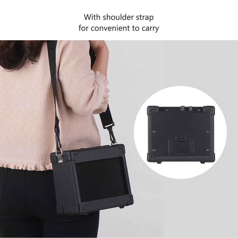 Portable Guitar Amplifier Wooden Amp Speaker 5W with 6 35mm Input 1 4 Inch Headphone Output Supports Volume Tone Adjustment