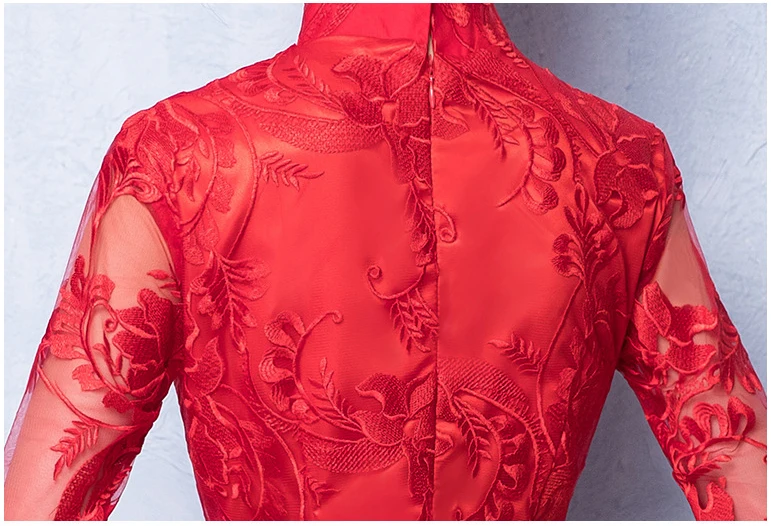 Красные женские вечерние платья восточные женские Meah Cheongsam элегантный в китайском стиле длинные Qipao сексуальные тонкие свадебные платья Vestidos S-4XL