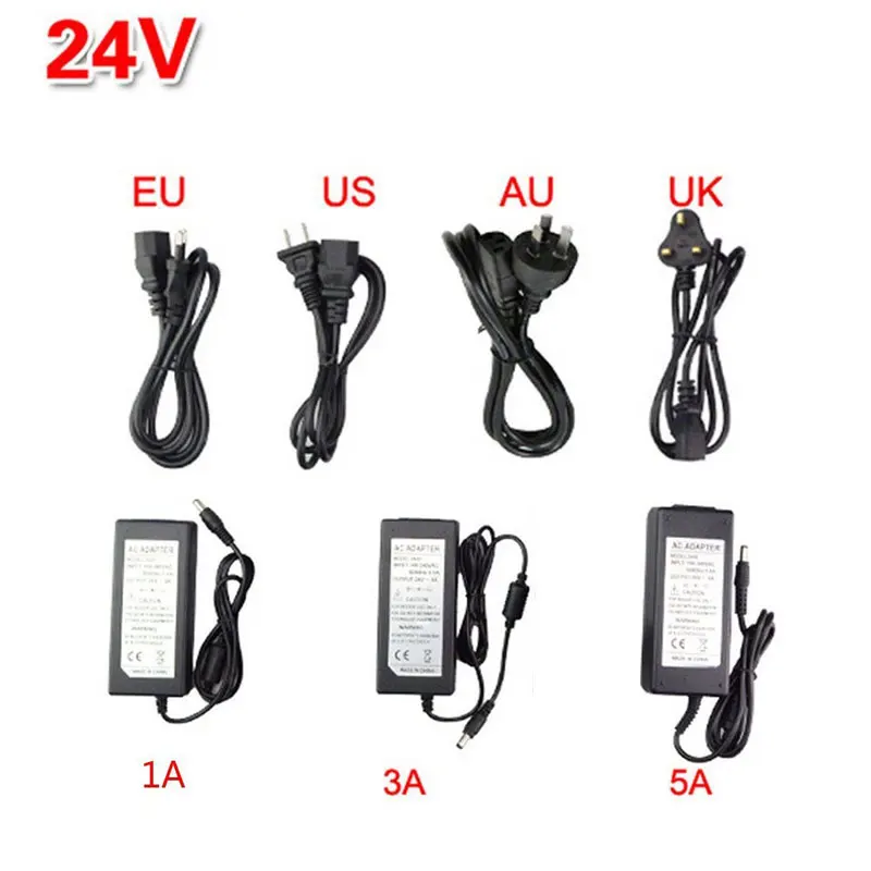 DC 5 в 12 В 24 В адаптер питания 1A/2A/3A/5A/6A/8A/10A светильник трансформатор для светодиодной ленты US/EU/AU/UK Plug