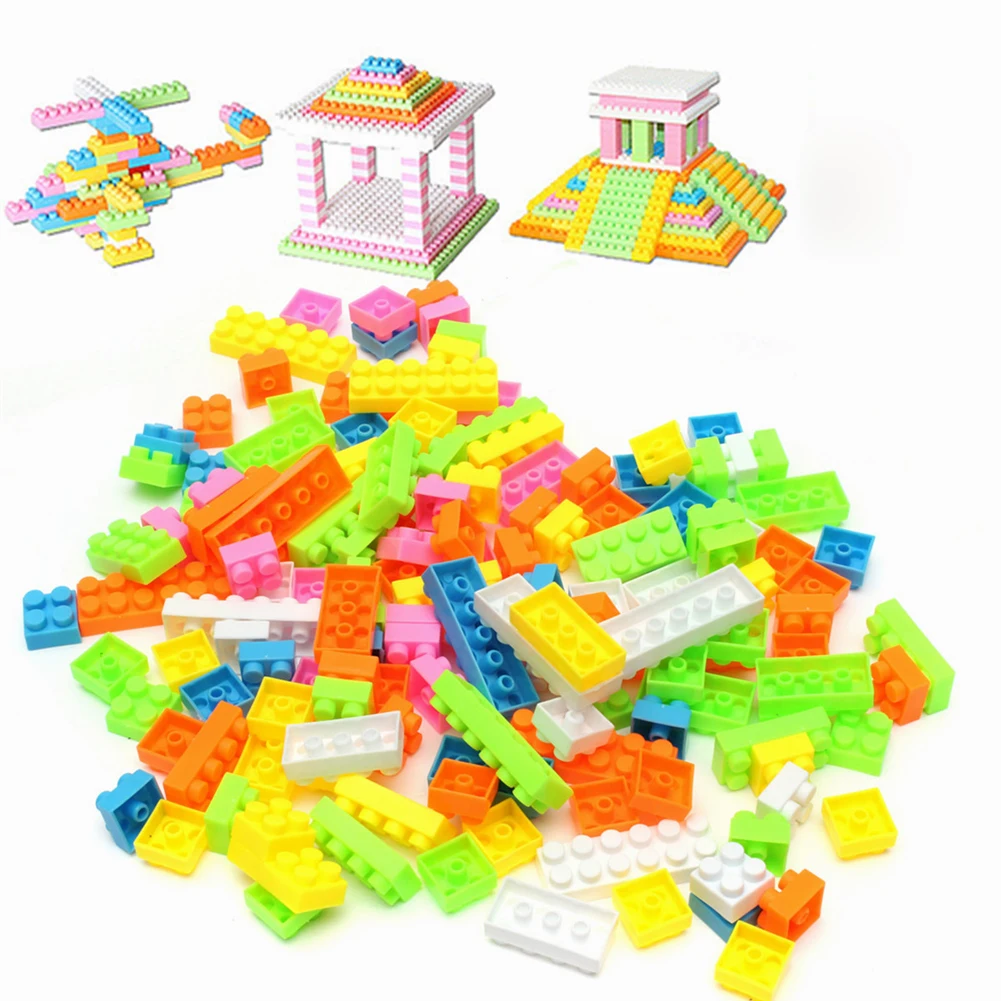 144PCS/Lot Kids Colorful Self Locking Bricks Multiple Shape Plastic