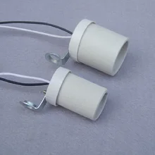 10 шт./лот E14/E27 керамический держатель для лампы цоколь лампы+ задняя крышка с M10 металлический кронштейн+ 300 мм провод