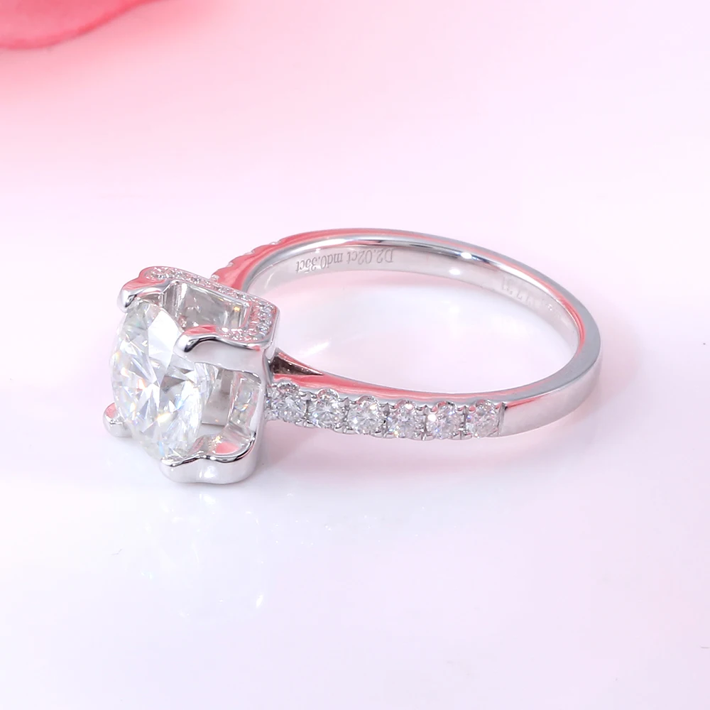 TransGems Solid 14 к 585 Белое золото 2ct карат 8 мм F цвет Муассанит Diamond Solitaire Свадебные обручение кольцо для женщин подарок