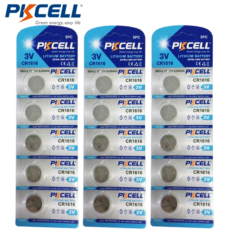 

3Cards/15Pcs PKCELL CR1616 1616 DL1616 ECR1616 LM1616 Button Cell Battery