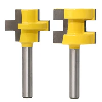 כלים לעיבוד עץ 2pcs 1/4" כלים לעיבוד עץ קיט גַיֶצֶת Shank לשון & Groove נתב Bit Set 3 שיניים T צורת עץ אביזרים (2)