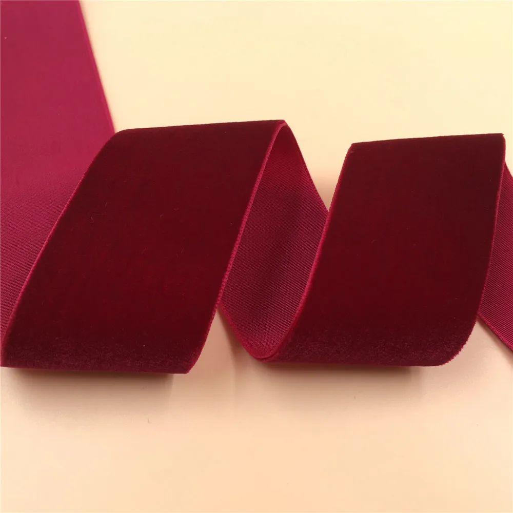 1.5" 3.8CM 38mm Wine Burgundy Color Single Face Velvet Ribbon velour ribbons webbing DIY accessories