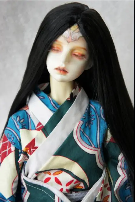 JD016 SD 1/3 BJD кукольные парики пробор линия длинный кудрявый парик Размер 8-9 дюймов 9-10 дюймов синтетический мохер кукольные парики - Цвет: 8-9inch Black SM1