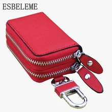 Модные женские и мужские кошельки из натуральной кожи с большой вместительностью для автомобильных ключей для женщин, розовый, красный, черный, женский домашний держатель для ключей на сумку YI052