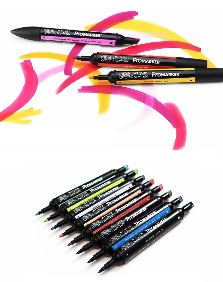 WINSOR&NEWTON Professional Marker Twins Tips Design Drawing Marker pen Free Select 6 colors Art Supplies