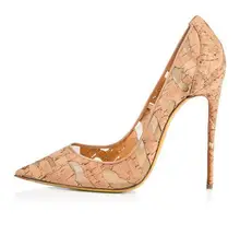 Sexy Hollow Cut-out Wood Pattern High Heel Pumps Pointed Toe Slip-on Women Party Dress Shoes Sexy 11CM Office Lady Pumps sexy stone pattern and metal toe design women s pumps