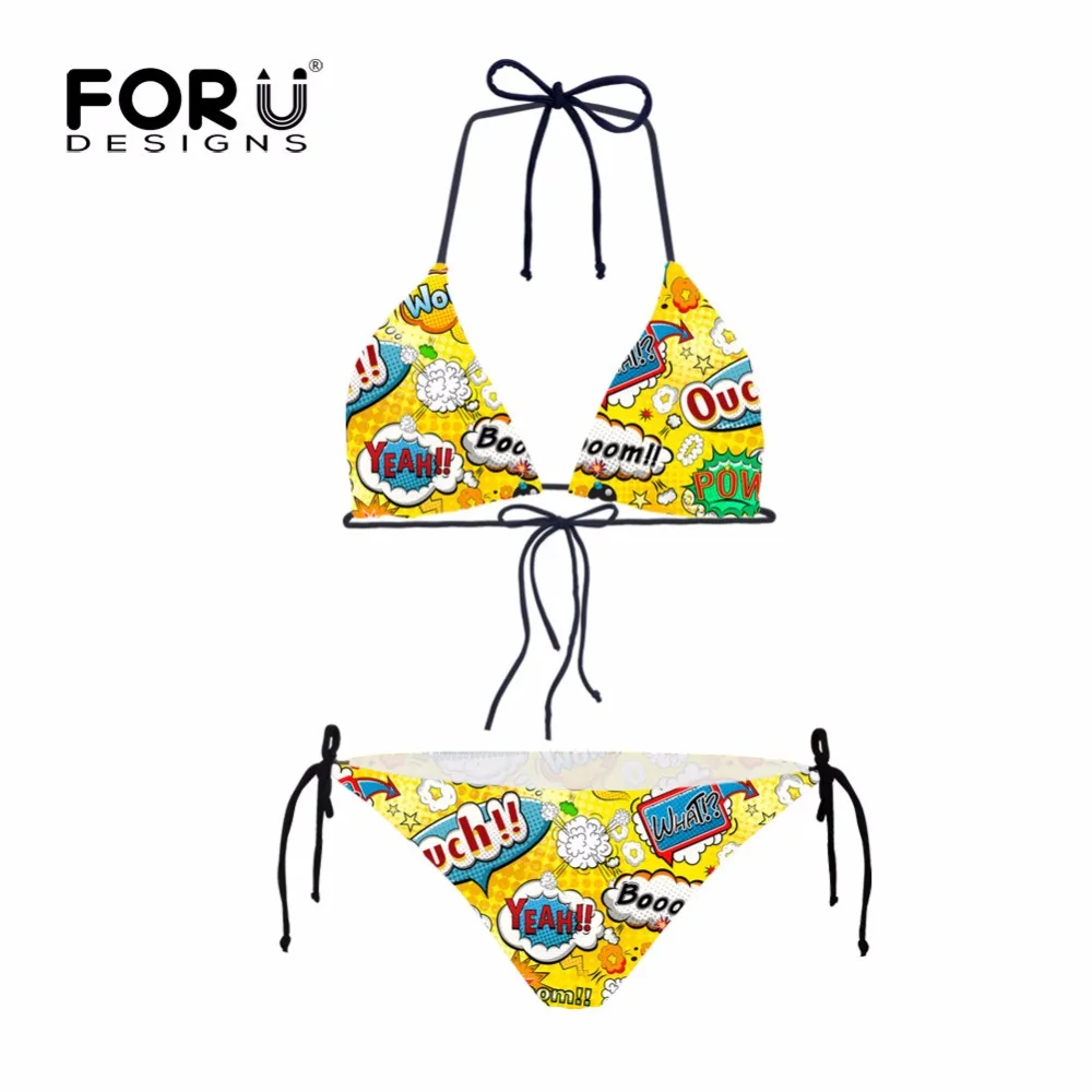 FORUDESIGNS Kata Kata Lucu Komik Cetakan Stylish Wanita Bikini Musim