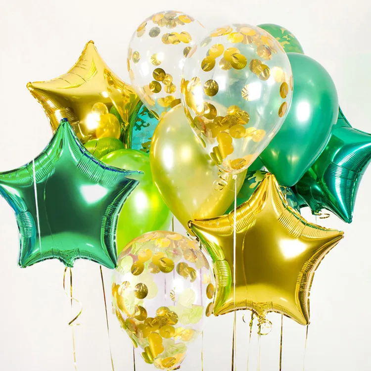 11 шт. 12 дюймов золотые серебряные конфетти шары 18 дюймов алюминиевая фольга звезды шарики для свадебного украшения день рождения воздушные шары игрушки